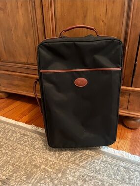 Longchamp Black Travel Carry-On with Brown Trim